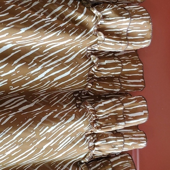 Jonathon Martin brown & white print ruffle bottom lined skirt size large - Picture 3 of 6